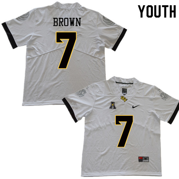 Youth #7 Davonte Brown UCF Knights College Football Jerseys Sale-White - Click Image to Close